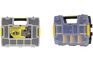 Stanley 1-97-483 Organiseur À Intercalaires mobile Sort master - Couvercle Alvéolé et Transparent - 37,5 x 6,7 x 29,2 cm Noir/Jaune & STST1-70720 - Organiseur SortMaster, noir, transparent