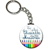 Le plus chouette des MAÎTRES Porte clés chaînette 38mm ( Idée Cadeau Fin d'année Scolaire École Noël Remerciement )