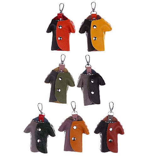 Preisvergleich Produktbild Prettyia Damen Herren Leder Schlüsselanhänger Schlüsselmäppchen Schlüsseltasche Schlüsseletui mit Ring