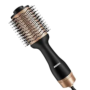 AGARO HV2179 1200 Watts Professional Volumizer Hair Dryer, 24K Gold Styling Surface, Activated Charcoal Bristles, Ceramic Tourmaline Coating Brush Head