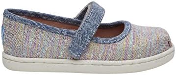 TOMS Pink Multi Twill Glimmer Girl's Ballarinas In Size 6 Little Kid UK Pink