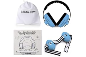 Lilian&Gema Gehörschutz Baby - 2-in-1 Baby Kopfhörer Lärmschutz 25dB - Baby Ohrenschützer Lärm Verstellbares Kopfband - Kopfhörer Baby Lärmschutz für Babys bis 48 Monate - Hörschutz Baby