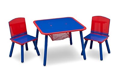 Delta Children Table et Chaises avec Rangement Integré, Couleur Bleu et Rouge