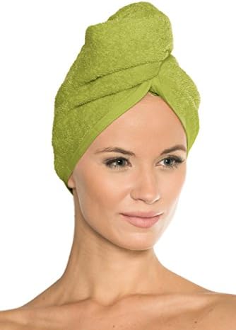 ZOE Head Wrap (Hair Towel) from the Sophie Bernard Collection „Bath &amp; Spa“. 100% pure Cotton, 350 gf/sqm. Feel at ease! Colour: olive green