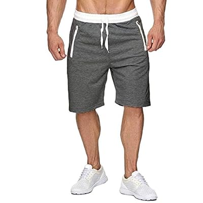 CHYU Short pour Homme Sport Jogging et d'entraînement Fitness Pantalon Court Jogging Pantalon Bermuda Pochette de Rangement pour Fermeture Éclair, Gris Clair, m