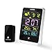 Produktbild Bunte Wetterstation Uhr - Digital Funkwetterstation mit Weckfunktion und vorhersage Temperatur Luftfeuchtigkeit, große LCD-Anzeige Digital Wetterstation mit Außensensor für Zuhause, Büro