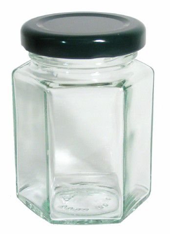 Preisvergleich Produktbild pikantum Gewürzglas 6-eck, 116ml, mit schwarzem Deckel