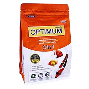 Dog Wala Optimum 3 in 1 Super Formula Fish Food for Carp, Goldfish and Cichlid Spirulina 12% Floating Type Small Pellet, 400 g
