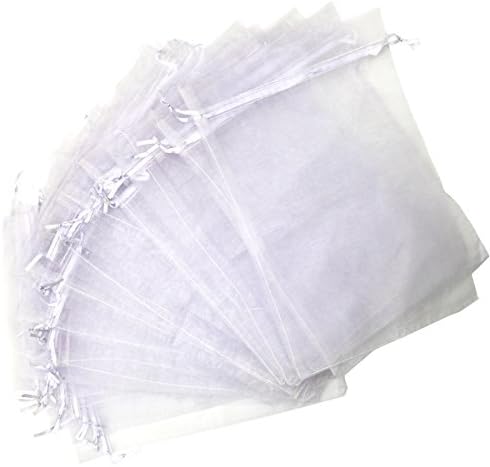 Kebinfen® 50 PCS 20x30cm White Organza Gift Bags for Wedding Favour Bags Jewellery Pouches