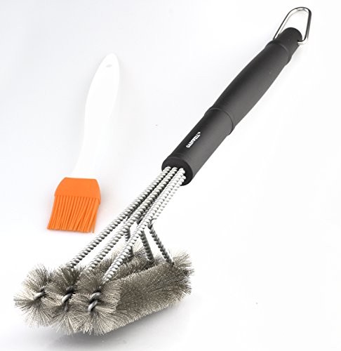 GAINWELL BBQ GRILLBÜRSTE - 3 Edelstahlbürsten in 1 - Edelstahlborsten - Zum Säubernvon Grills &Oberflächen - Grillzubehör - Lebenslange Garantie!