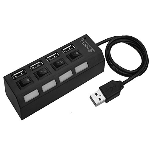 Aussel High-Speed 4 Port USB Hub schwarz Tragbare 4 Port USB Mit vier Schalter Adapter für PC Laptop Schwarz - 5