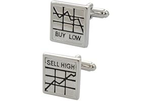 COLLAR AND CUFFS LONDON - PREMIUM Cufflinks WITH PRESENTATION GIFT BOX - Buy Low - Sell High - Stocks and Shares - Traders Square Stockbroker Banker - Silver and Black Colours