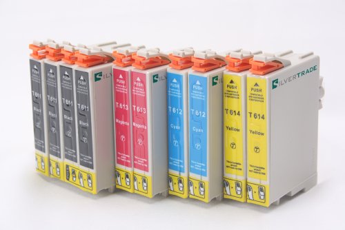 10 XL Tintenpatronen mit CHIP - kompatibel zu Epson T0615 Multipack - (4x T0611 Black + 2x T0612 Cyan + 2x T0613 Magenta + 2x T0614 Yellow) für Epson Stylus D68 D68 PE D88 D88 PE D88 Plus DX 3800 DX 3850 DX 3850 Plus DX 4200 DX 4250 DX 4800 DX 4850 DX 4850 Plus