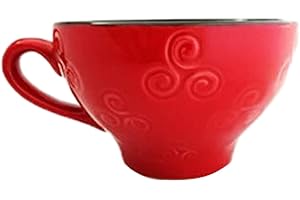 ANGEL CITIZ Bolées à cidre BZH Bretagne Rouges Triskells avec anses (6 Unité) en Métal, Durable et conserve la chaleur, Réutilisable, 25 centiliters, Tasse à boire, Bolée, Maison, Rond, Bowl