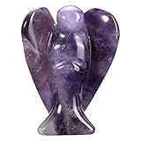 CrystalTears Natural Amethyst Crystal Pocket Guardian Angel, 1.5" Reiki Healing Crystal Gift for Christmas