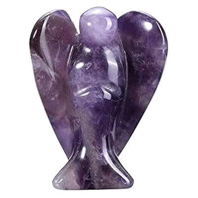 CrystalTears Natural Amethyst Crystal Pocket Guardian Angel, 1.5" Reiki Healing Crystal Gift for Christmas