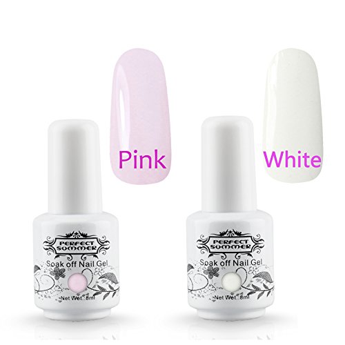 Perfect Summer 2 Colors Gel Nail Polish Starter Kits White Color + Light Pink Color Soak Off Gel Varnish UV LED Manicure Set