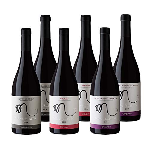 Vinos Manuscrito Pack 6 Botellas - Tinto (2 Tempranillo 100% Ribera del Duero- 2 Graciano 100%- 2 Mencia 100%)