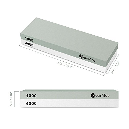 Abziehstein, BearMoo 2-IN-1 Wetzstein Schleifstein für Messer, Körnung 1000/4000 mit rutschfestem Silikonhalter - 6