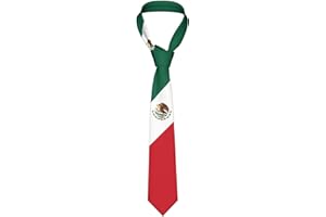 DABOYOZHZH Mexico Flag Emblem Striped Necktie Men'S Neck Ties Mens Party Business Neckties Soft Skil Tie, White, One size