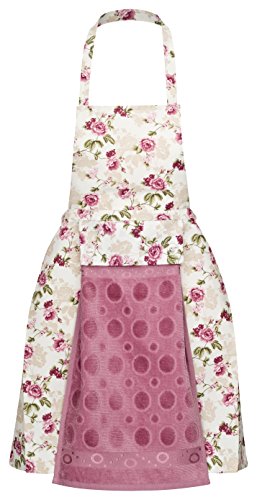 Handtuchschürze! 3-teiliges Schürzen-Set; Kochschürze mit Handtuch, Ofenhandschuh und Topflappen (Rosa) - 2