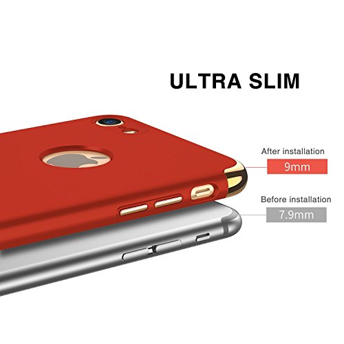 Ranvoo Funda iPhone 7  3 en 1 Anti-Scratch Anti-Huella Dactilar a Prueba de Choque Marco Electroplate con Superficie Antideslizante Cubierta Excelente Agarre el Caso para el iPhone 7   Logo out 