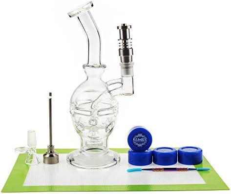 REANICE BOX Newest Cheap Glass Recycler 14.5mm Jonit Only Clear + Silicone mat/Silicone wax + dabber