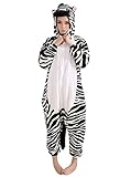 Keral Unisex Pyjama Tierkostüme Schlafanzug Tier Onesize mit Kapuze Erwachsene Overall Kostüm festival tauglich Ente Zebra Größe L