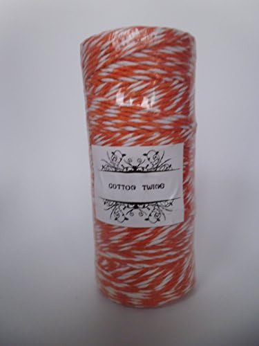 135m Spool Bakers Twine ~ 8 Ply ~ 100% Cotton ~ Orange and White