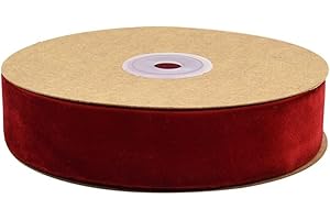 Egurs Samtband 10 Meter/rollen 25mm Dekoband Geschenkband aus Samt Schleifenband zum Deko Zierborte Borte Band Schmuckband DIY Crafts Dekoration Samtborte Rot 25mm