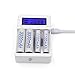 Produktbild Wokee 4-Slot LCD-Bildschirm,USB-Ladegerät für wiederaufladbare AA/AAA/Ni-Cd/Ni-MH,2A/Slot insgesamt 12A gleichzeitig