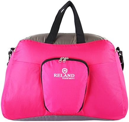 Reland Travel Duffel Bag Foldable Duffle Carry-On Lightweight Luggage Sports Gym for Men &amp; Women (Rose red)