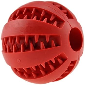 ADOO Dog toy Ball made of natural rubber with dental care With knobs and hole for treats, ø 7cm, for large and small dogs