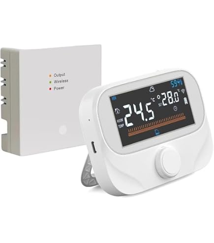 Termostato Wireless RF Per Caldaia Programmabile – Controllo Remoto Tramite App Tuya, Timer, Manopola Rotativa, Antigelo E Display Meteo, Modello WiTH3