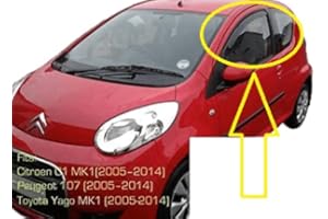 AC WOW 2x Deflettori D'Aria Compatibile con Citroen C1 Peugeot 107 Toyota AYGO 2005 - 2014 MK1 3 Porte In-Channel Antiturbo Per Auto Vetro Acrilico Anti Vento Guardia di Pioggia Sole Neve