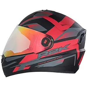 Steelbird R2K Night Vision Helmet Matt Finish with Day Night Dual Action Visor (Medium 580 MM, Matt Black/Red)