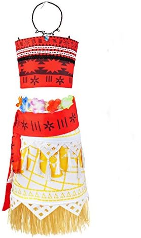 Jimilaka Moan Little Girls Adventure Outfit Cosplay Costume Skirt Set (Red, 4-5 Years)