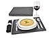 Sänger Schiefer Platten Set 6 teilig 40x30 cm Tisch Untersetzer Servierplatten | 4 Gummifüße zum Schutz Ihrer Oberflächen | Robustes Design mit edler Optik
