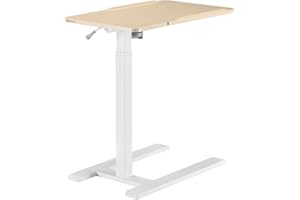 SIHOO D01 Tables de lit médicales Inclinable et Réglable avec roulettes, Bureau Mobile Pneumatique pour Ordinateur Portable, Mobile Support Ordinateur Portable lit（Érable）