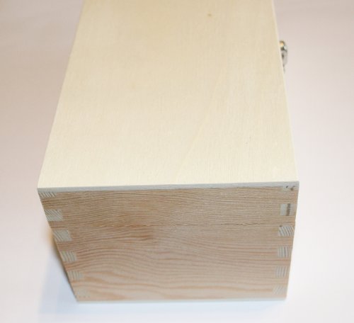 Holzbox – Echt Kiefernholz – rechteckig – mit Deckel – Metall Verschluss – (1x1Stück) (L: innen ca.215/94/85mm) - 4