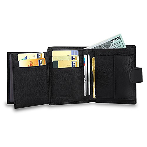 Mondpalast MPTECK @ Noir Grand Portefeuille Homme en Cuir véritable Portefeuille Hommes Porte-Monnaie Classique Portefeuille Porte Carte Crédit Cadeau pour Pièces Carte de Crédit Billets Porte
