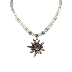 Trachtenschmuck Trachtenkette Perlen & Strass-Edelweiß