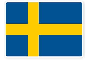 Sticker svenskt flagg svenskt 10cm(S) - 28cm(XL) självhäftande vit kant (storlek M: 14 cm x 10 cm)