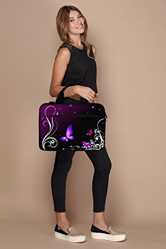 PEDEA Canvas Design Notebooktasche 17,3 Zoll (43,6 cm) mit Schultergurt, purple butterfly - 2