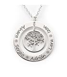 Colgante dos aros de plata con árbol de la vida - Cadena de plata