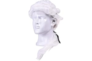 Gatuida Judge Wig, Judge Colonial Wig Man Long Wave White Wig Halloween Costume Cosplay Wig