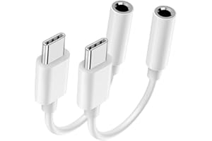 CHIOINS 2 Pack USB C to 3.5mm Jack, Type C to 3.5mm Headphone Aux Digital Audio Earphone Adaptor, Aux to USB C Earphone Adapter for Samsung Galaxy Pixel