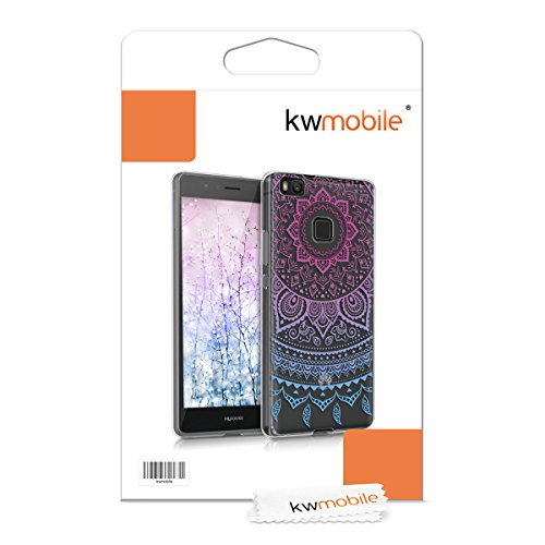 kwmobile Funda para Huawei P9 Lite - Carcasa de  TPU  para m  vil y dise  o de Sol hind   en  Azul Rosa Fucsia Transparente 