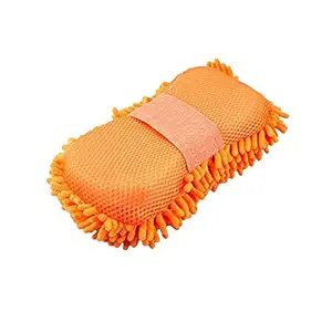 Car Washing and Dusting Sponge Duster Made with Scratch-Proof Microfiber Stuff for Intense Cleaning with Hand Grip Elastic (Random Color)