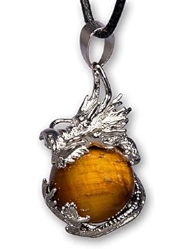 Anhänger Drache mit Edelsteinkugel Tigerauge